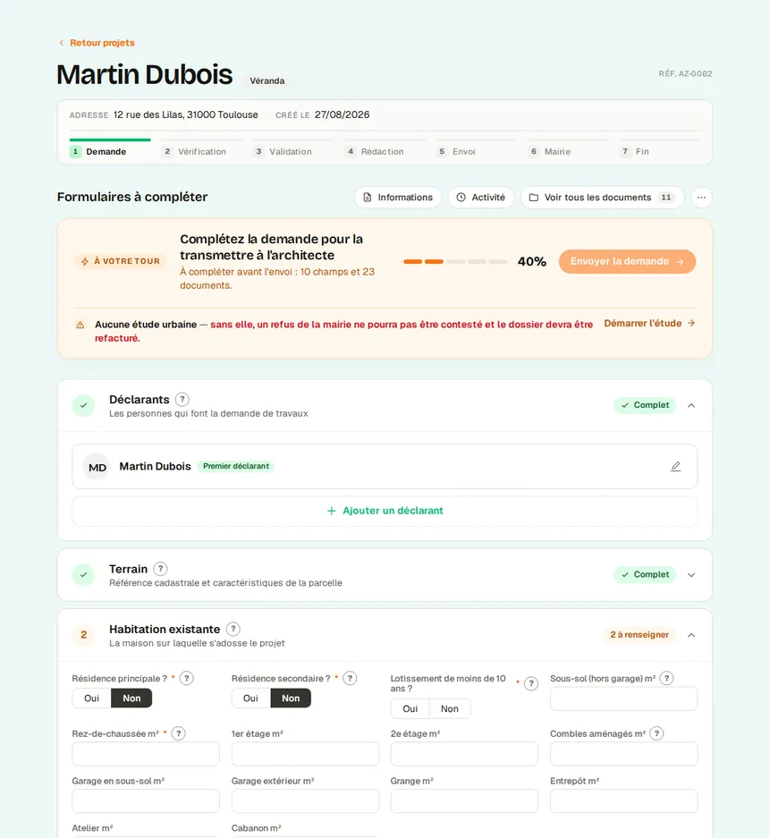 Fiche dossier de la plateforme AutorizConstruction